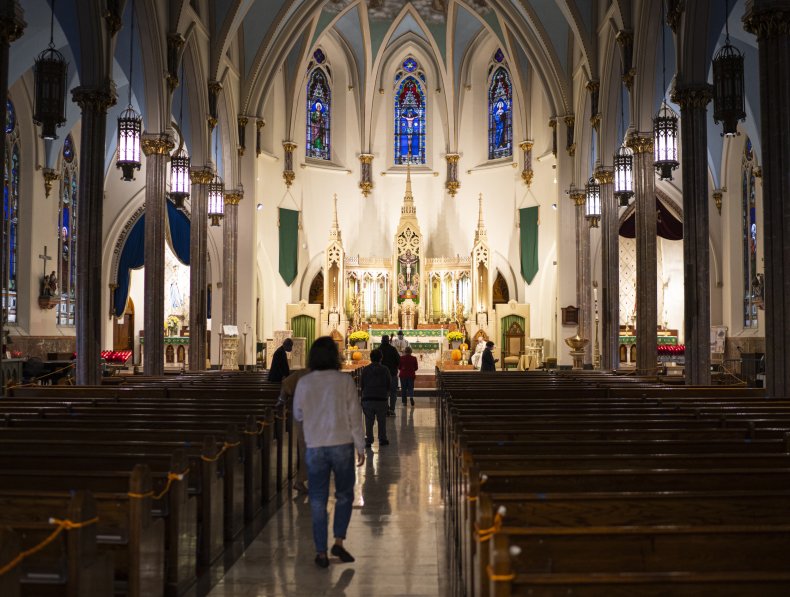 Parishioners in a New York Catholic Church