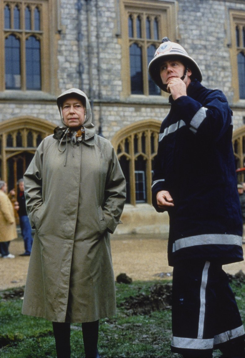 Queen Elizabeth II Inspects Windsor Castle Fire