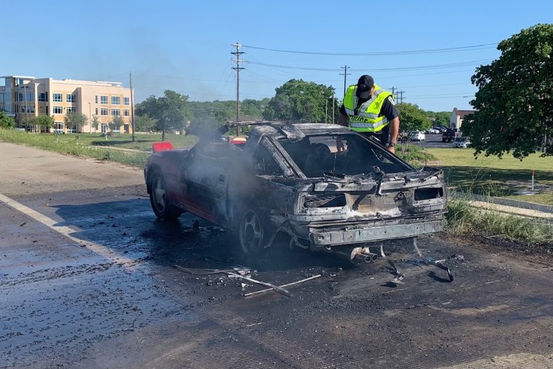 Car fire on the 114 in Texas