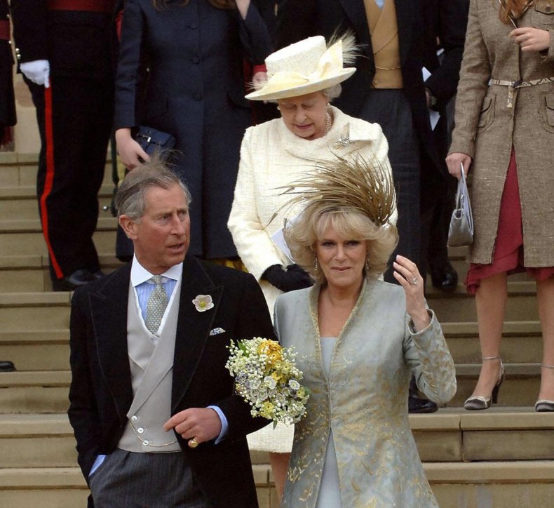 Queen at Prince Charles, Camilla Wedding