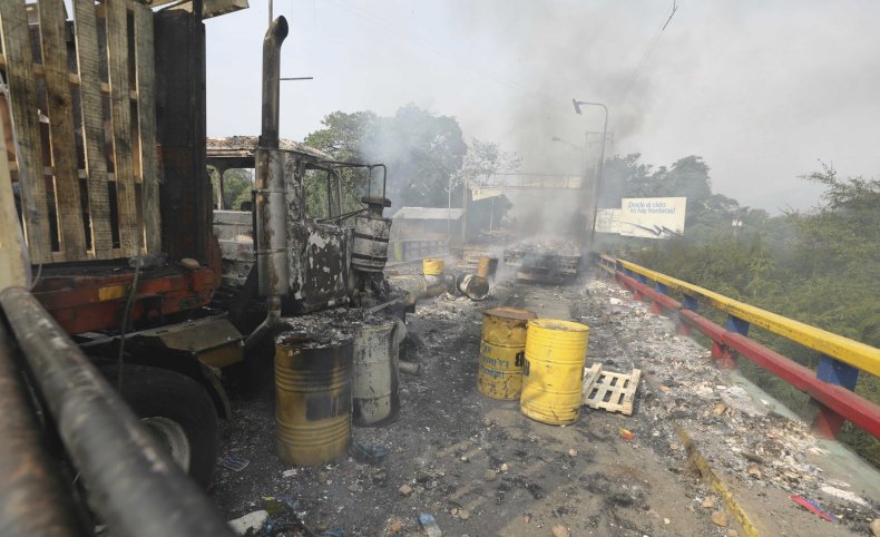 Damaged Trucks Carrying Venezuela Aid