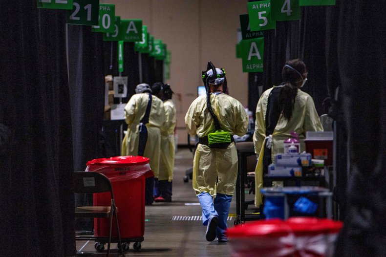 Medical workers in Worcester, Massachusetts