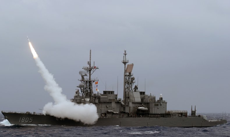 Taiwan Navy Warship Conducts Missile Test