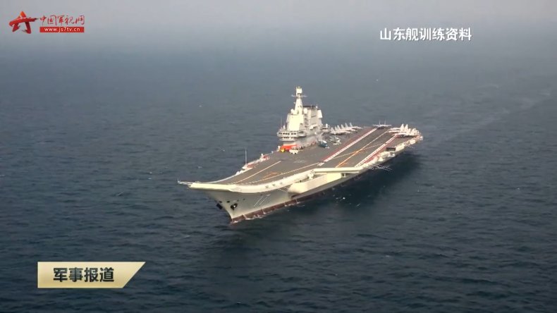 Chinese Carrier Shandong Conducts Exercises At Sea