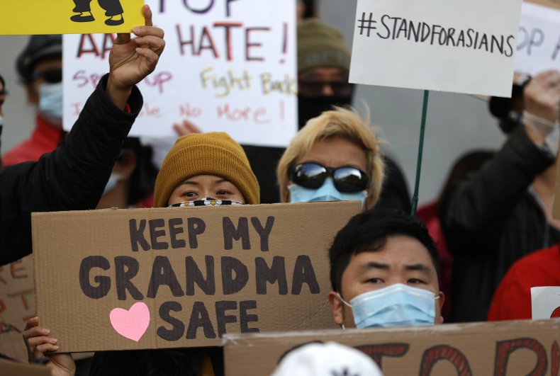 People hold rally against Asian hate crimes