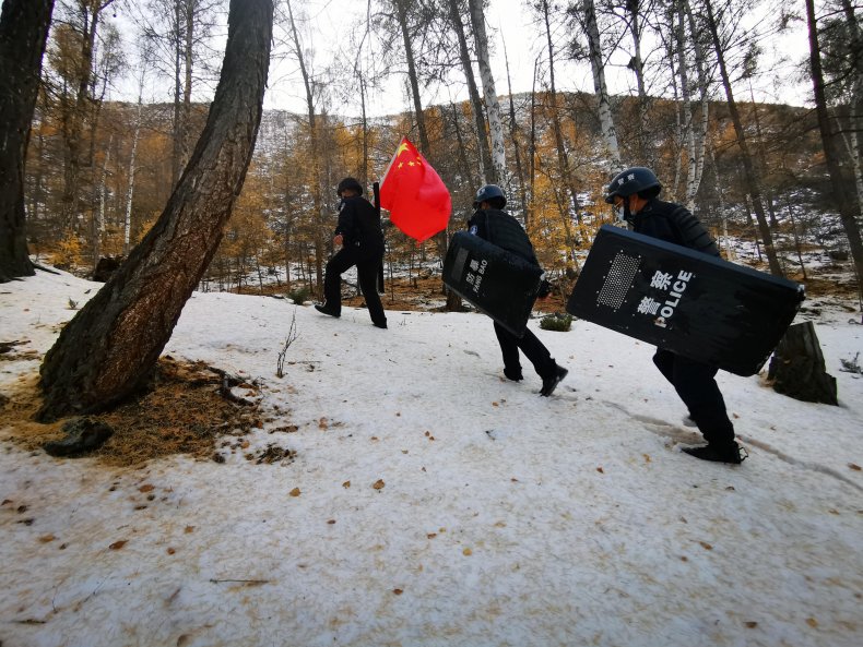 china, police, patrol, xinjiiang, border