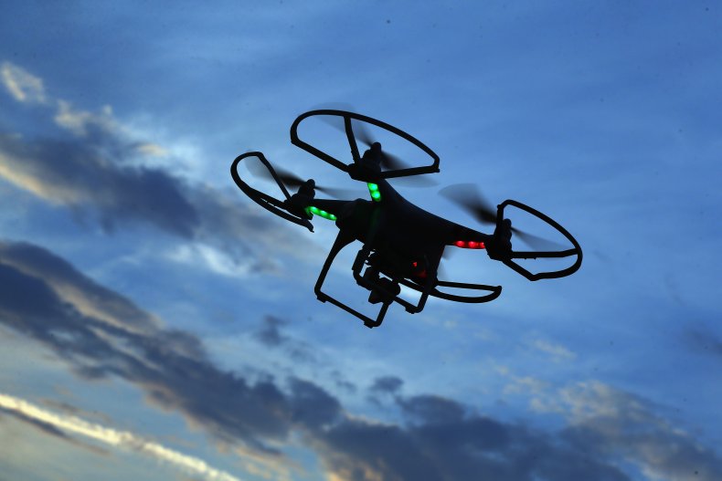 A drone in flight. 