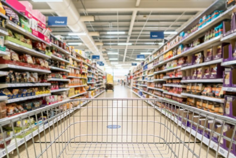 Shopping cart in aisle