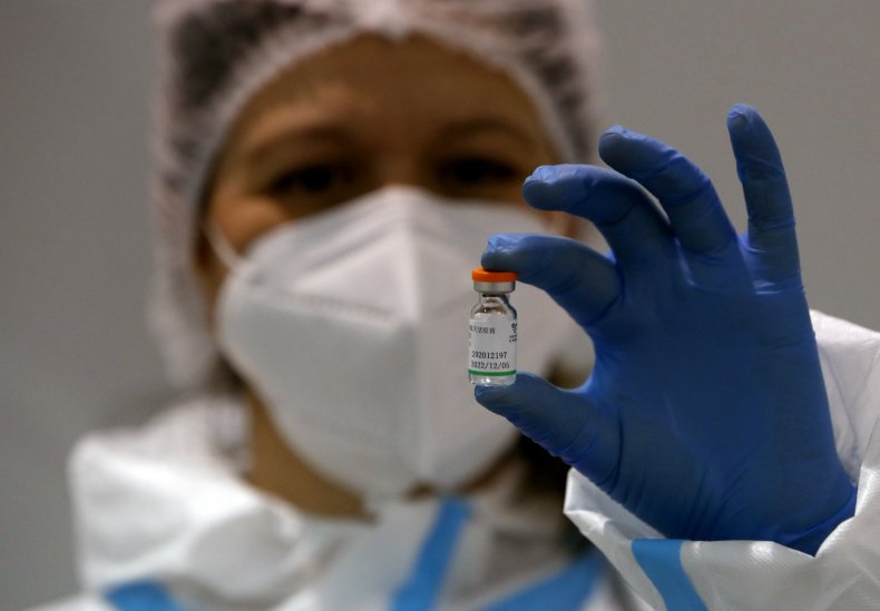 Medical Worker With Sinopharm's COVID-19 Vaccine