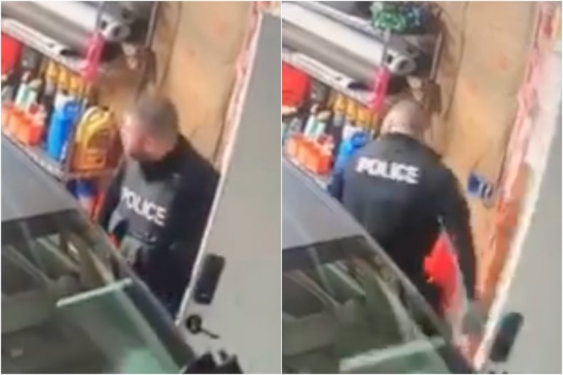 Cop intentionally hits suspect's car with door