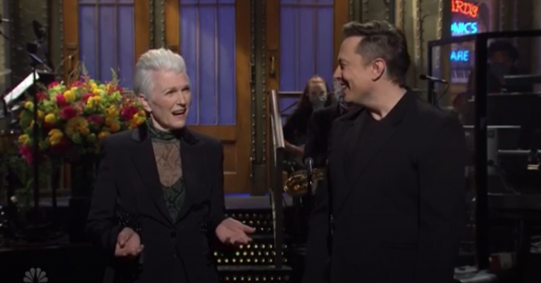 Elon Musk shares SNL stage with mother