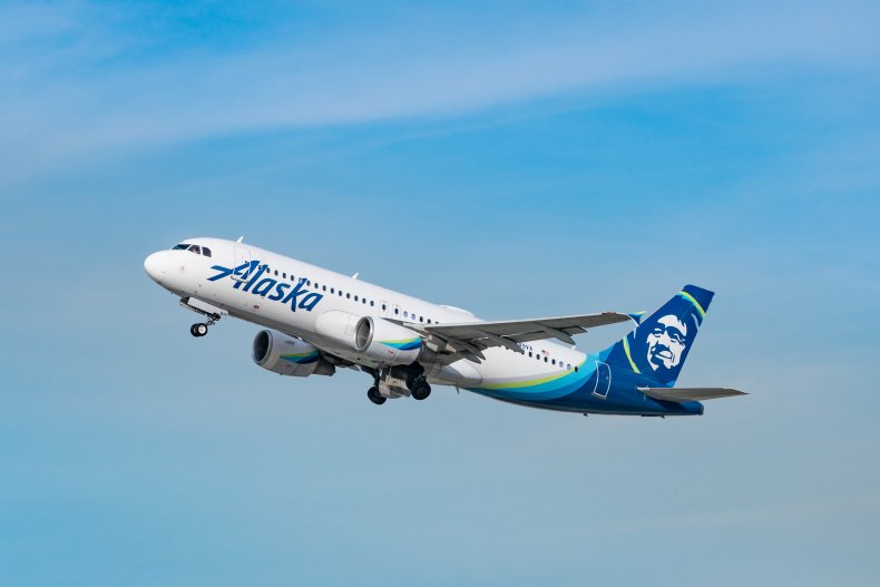 Alaska Airlines aircraft takes off