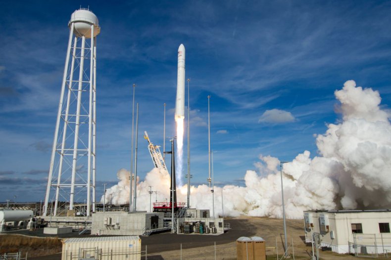 A rocket at NASA's Wallops Flight Facility