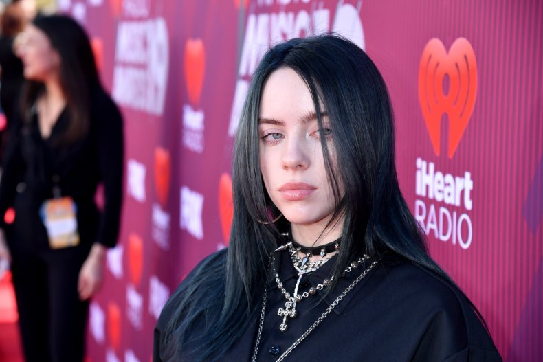 Billie Eilish sporting jet black hair