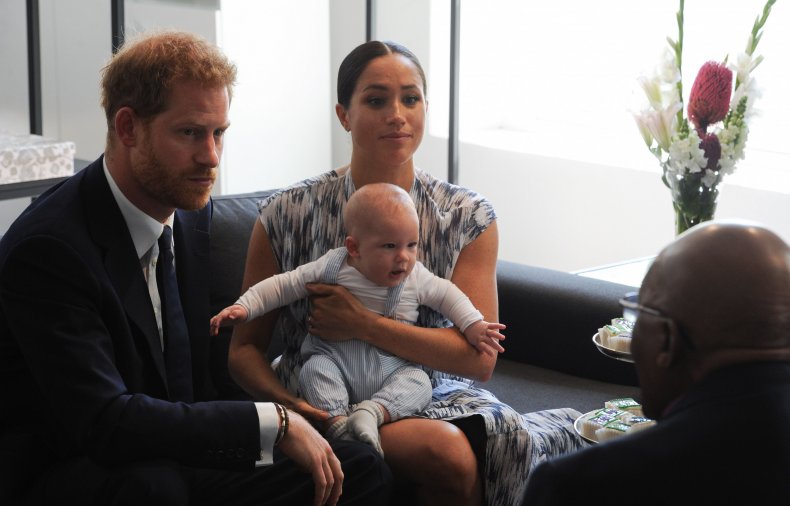 Harry, Meghan and Archie with Desmond Tutu