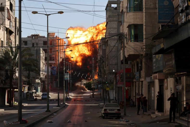 gaza, israel, airstrike, palestinians, bank