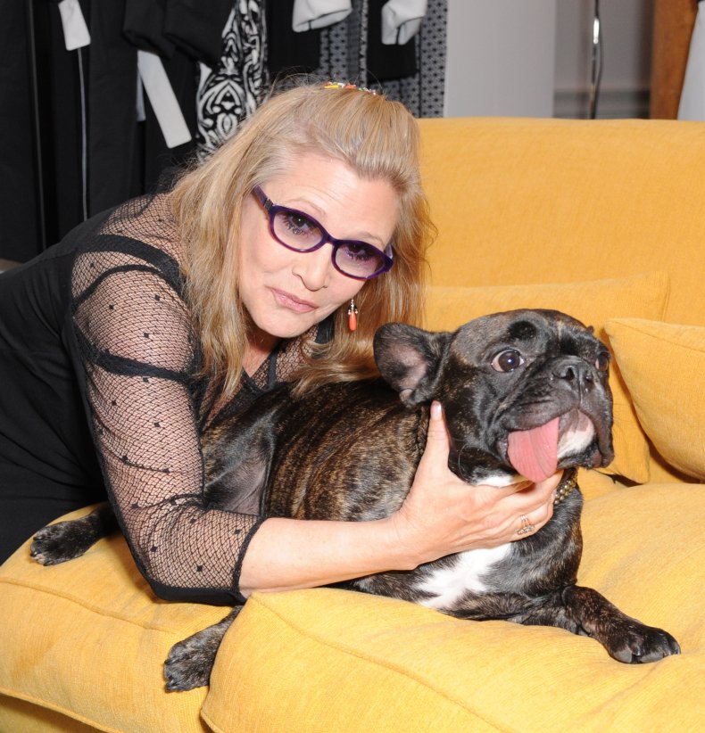 Carrie Fisher and dog Gary 