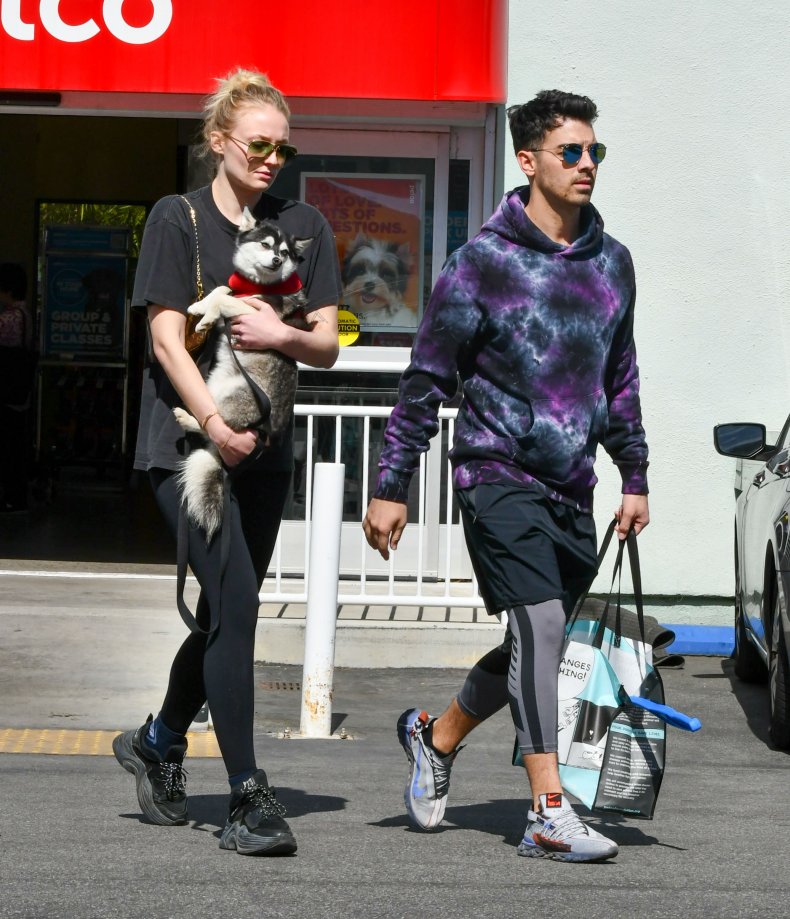 Sophie Turner and Joe Jonas with dog