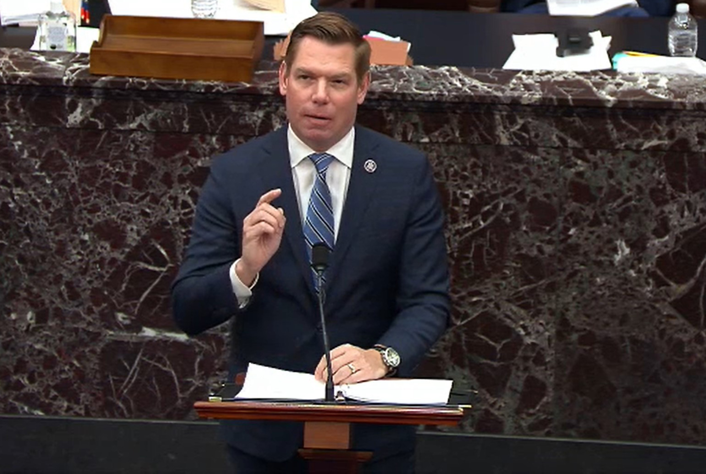 Eric Swalwell Slams Marjorie Taylor Greene for 'Stalking' AOC: 'I've Convicted People for Less'