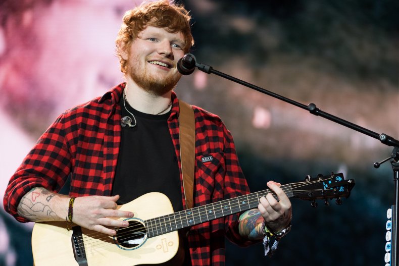 Ed Sheeran performs at Glastonbury 
