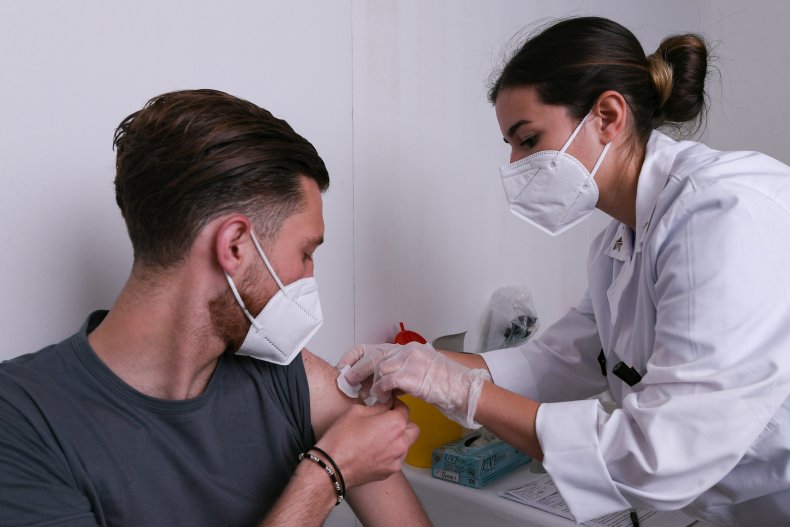Man getting a COVID vaccine