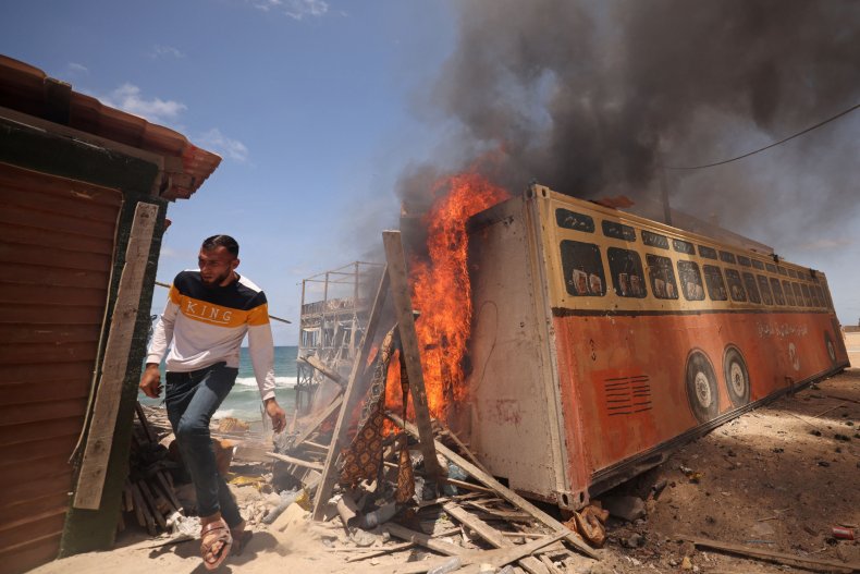 Palestinian Man After Israeli Bombardment