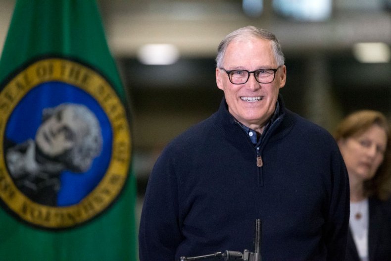Jay Inslee giving speech in Seattle