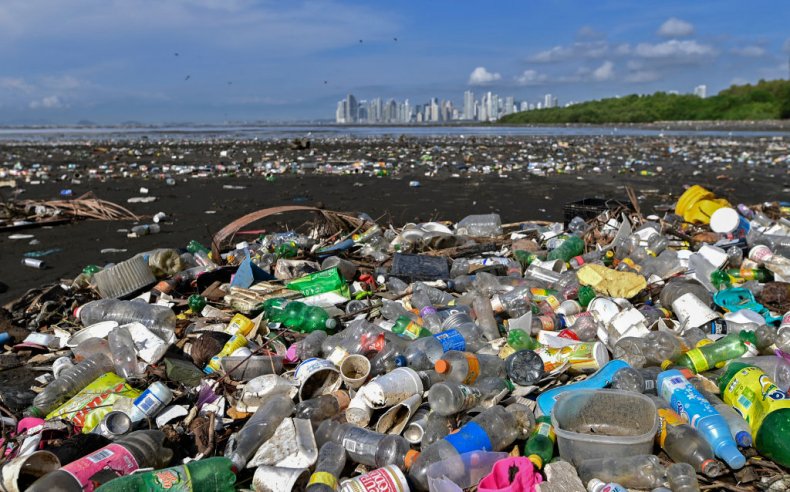 Plastic waste on a beach in Panama