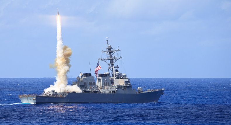 U.S. Navy Warship Conducts Firing Drills