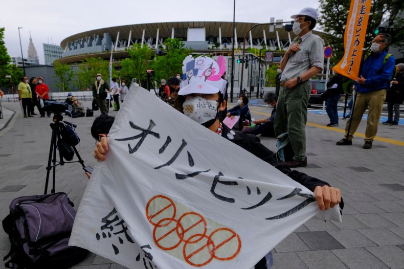 Protester against Tokyo Olympics