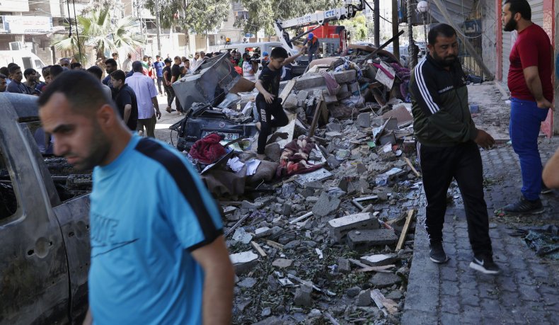 Building Destroyed By Israeli Airstrike in Gaza