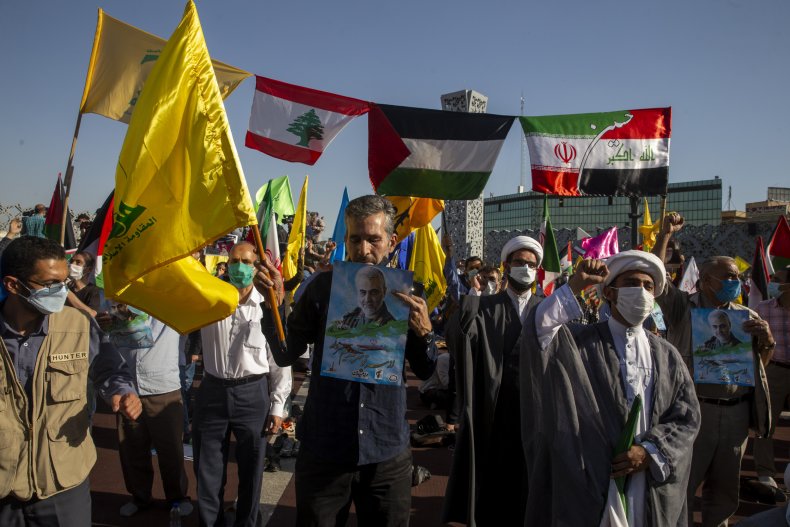 iran, tehran, protest, flags, israel