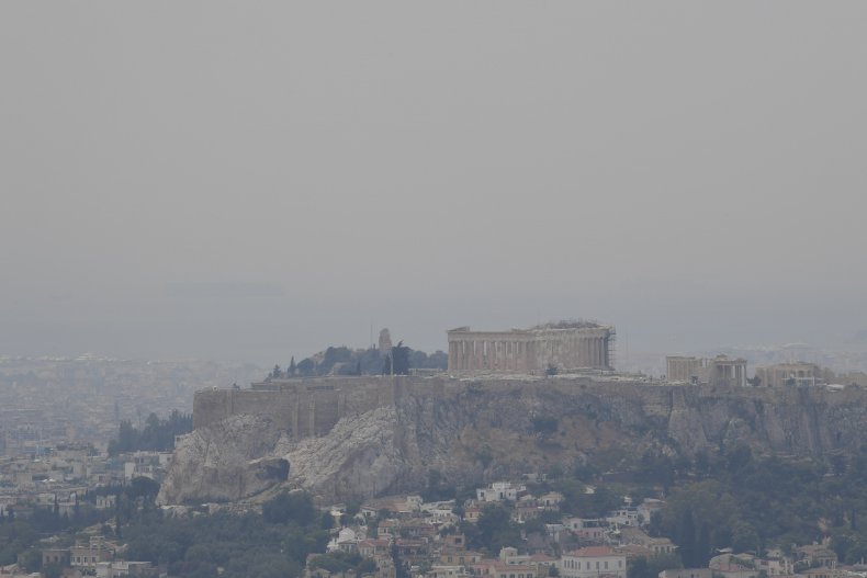 Smoke covered parthenon