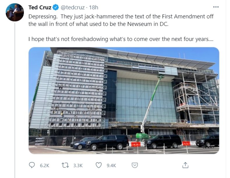 Ted cruz tweet, first amendment 