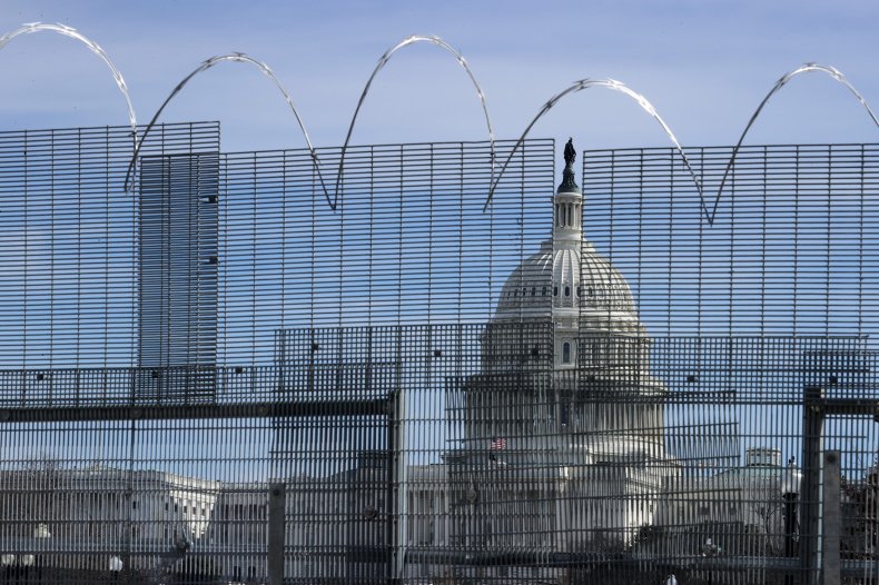 temporary security fence surrounds the U.S. Capitol