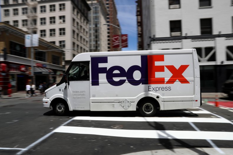 A FedEx truck in San Francisco. 