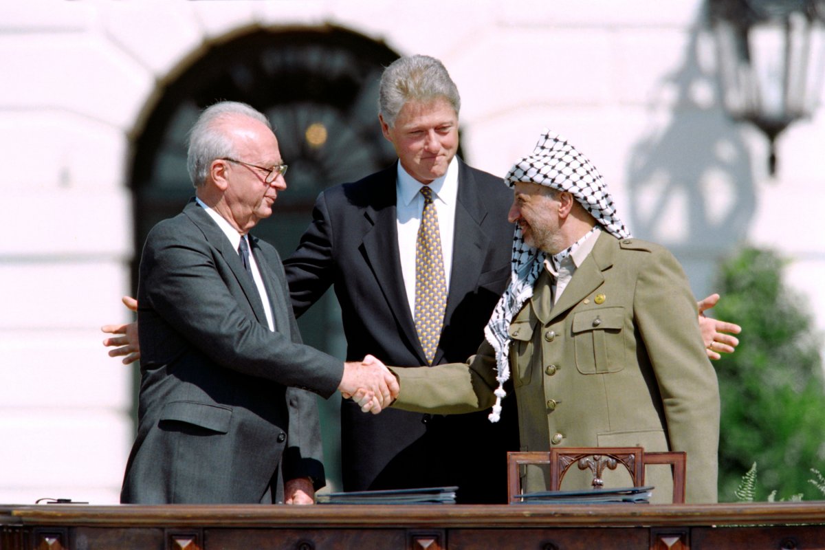 Bill Clinton with Arafat and Rabin