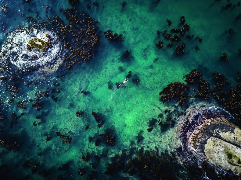 A drone image of Craig Foster