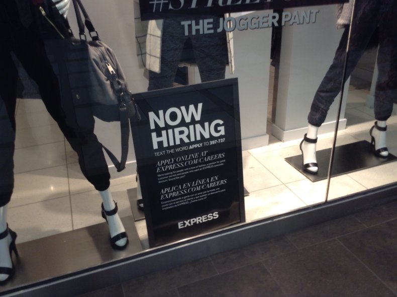 Help Wanted Sign At a Mall