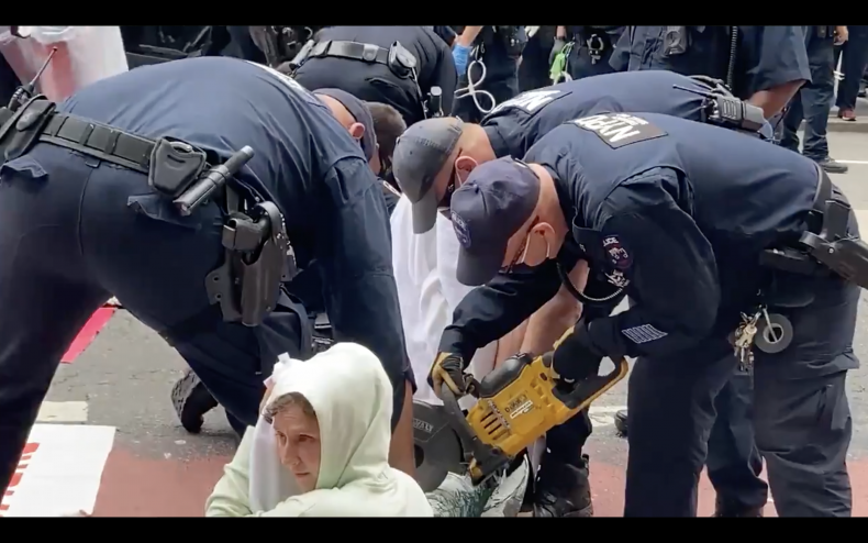 New York Police Officers Buzz Saw Protesters