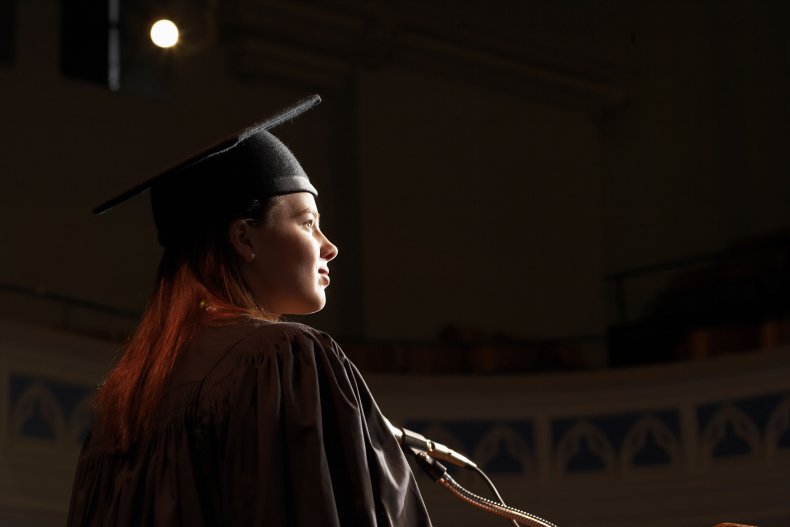Student giving a graduation speech