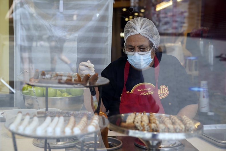 Worker Wearing a Mask in California