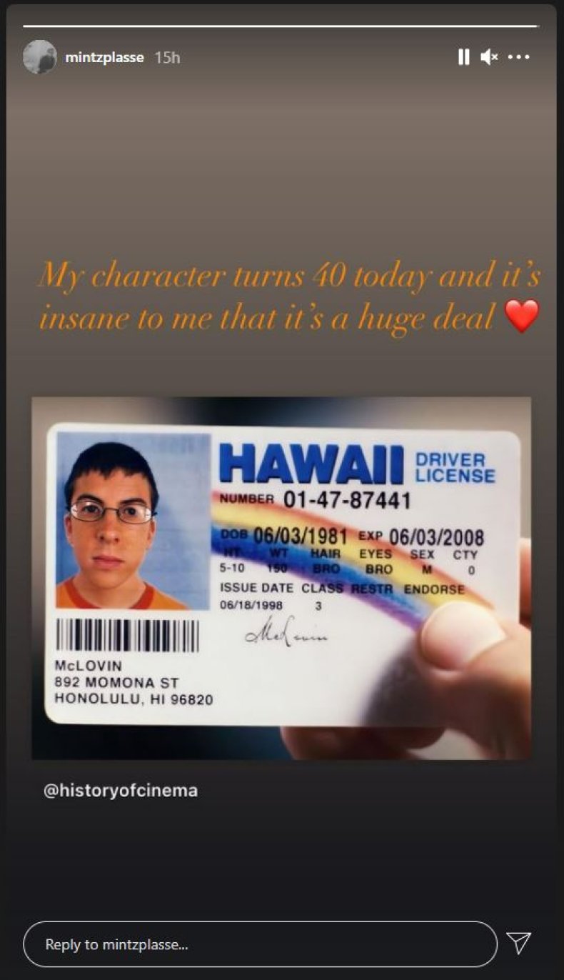 Screenshot of Christopher Mintz-Plasse's Instagram