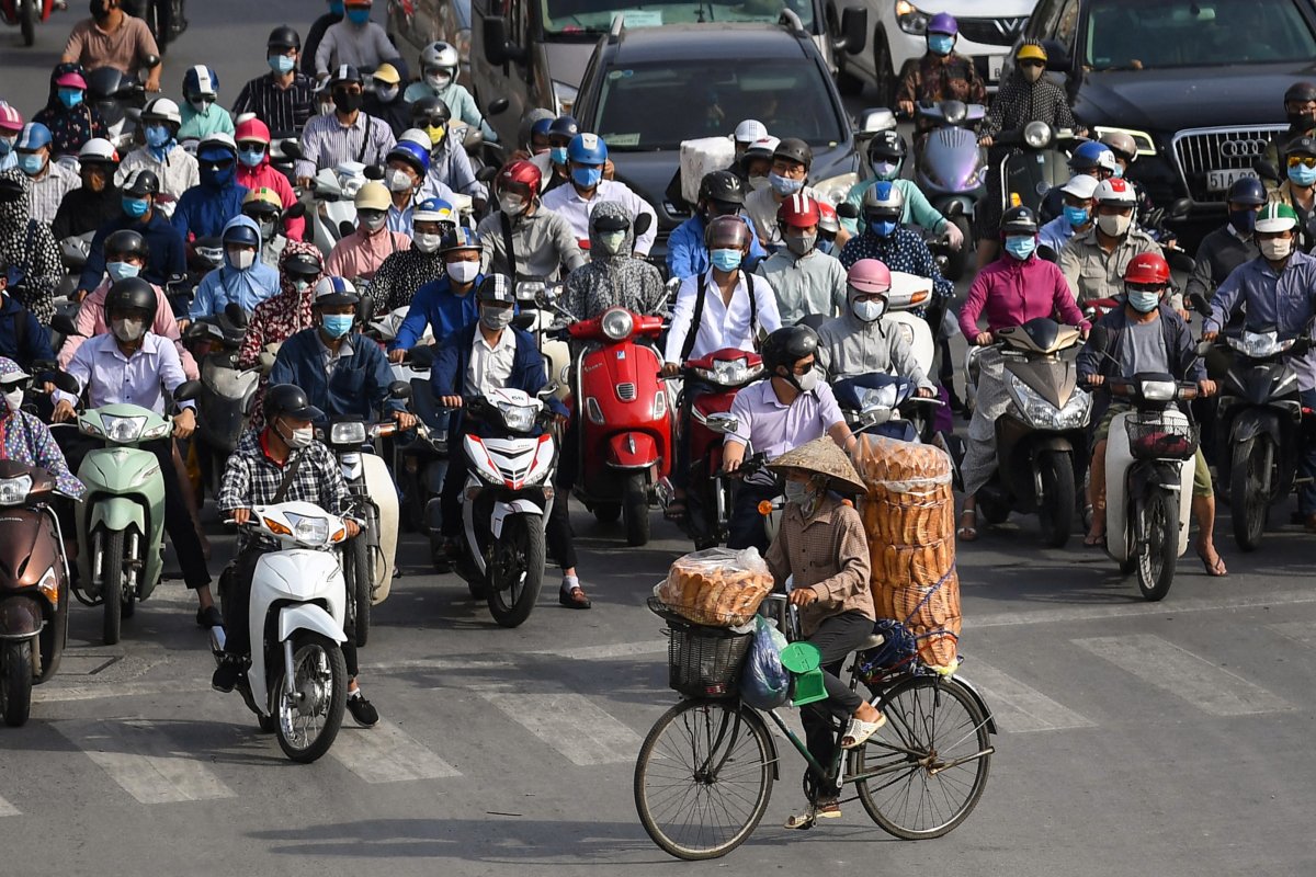 Masked Traffic in Hanoi Vietnam