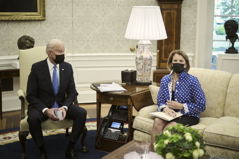 President Joe Biden and Senator Shelley Capito