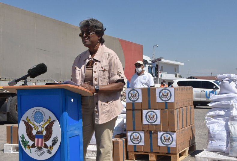 Russia Should Keep Lone Syria Border Crossing Open or
Syrians Will Die, U.S. Ambassador Says 2 U.S. Ambassador Linda Thomas-Greenfield at Bab al-Hawa