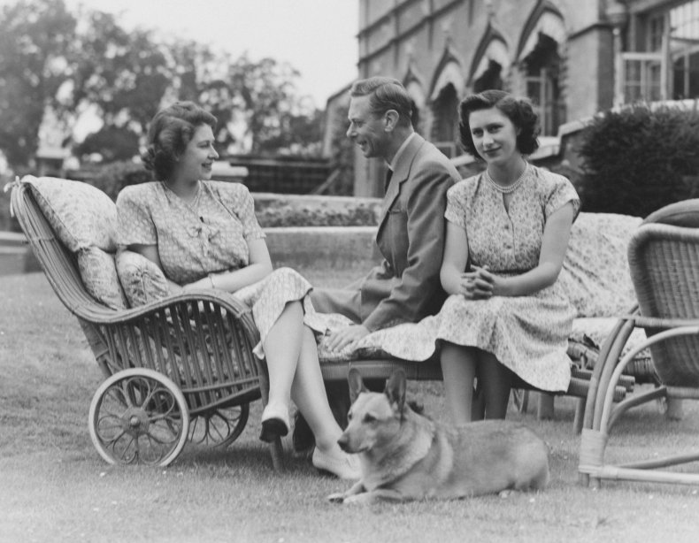 Queen Elizabeth II With Father and Dog