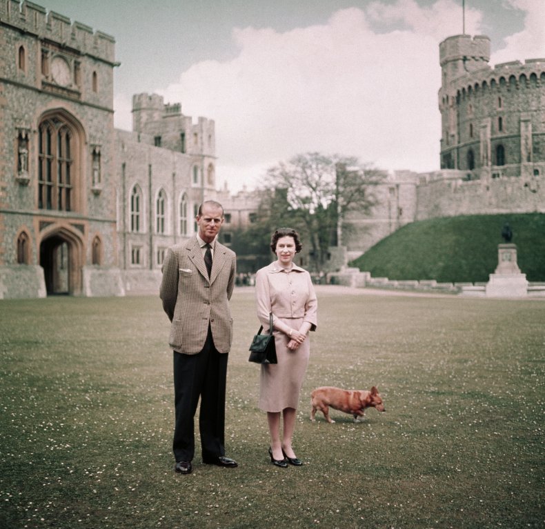 Queen Elizabeth II, Prince Philip and Corgi