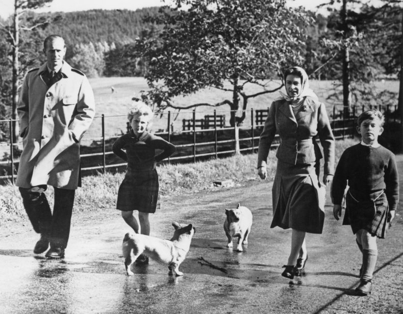 Queen Elizabeth II and Family Walk Corgis