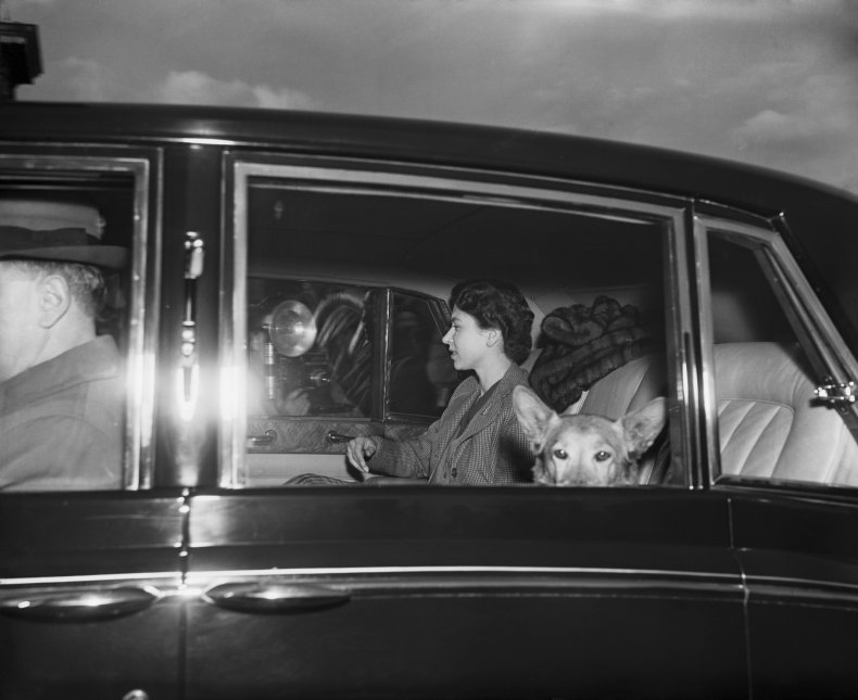 Queen Elizabeth and Corgi on Charles' Birthday